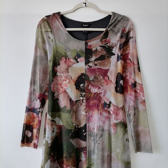 NWT Desigual Womens Multicolor Floral Print Classy Long Maxi Dress Size Small - Picture 3 of 9